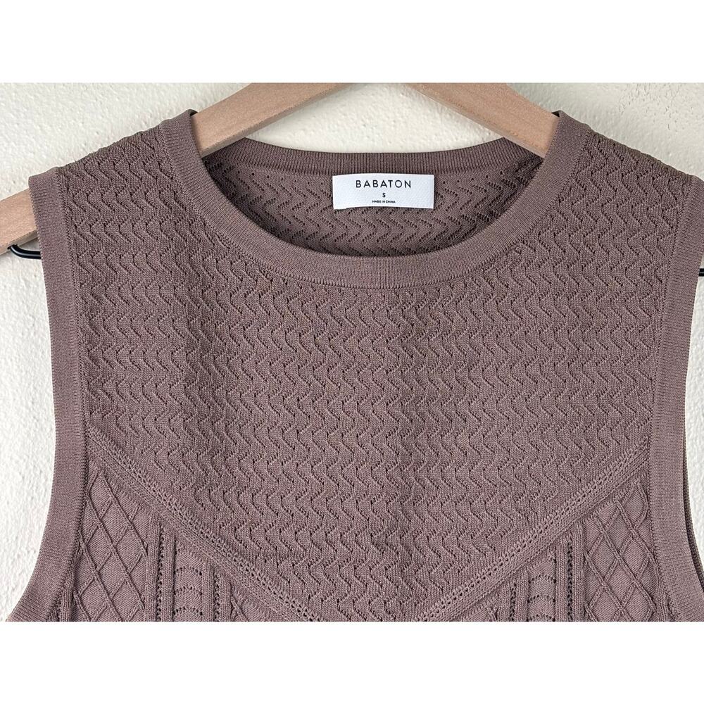 Babaton Aritzia Pointelle Cropped Sweater Tank Size Small in Deep Taupe - Picture 5 of 12
